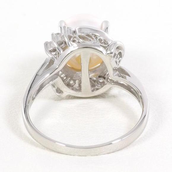 Other PT900 Platinum Pearl Ring with Diamond Metal Ring in Excellent Condition - Picture 4 of 7